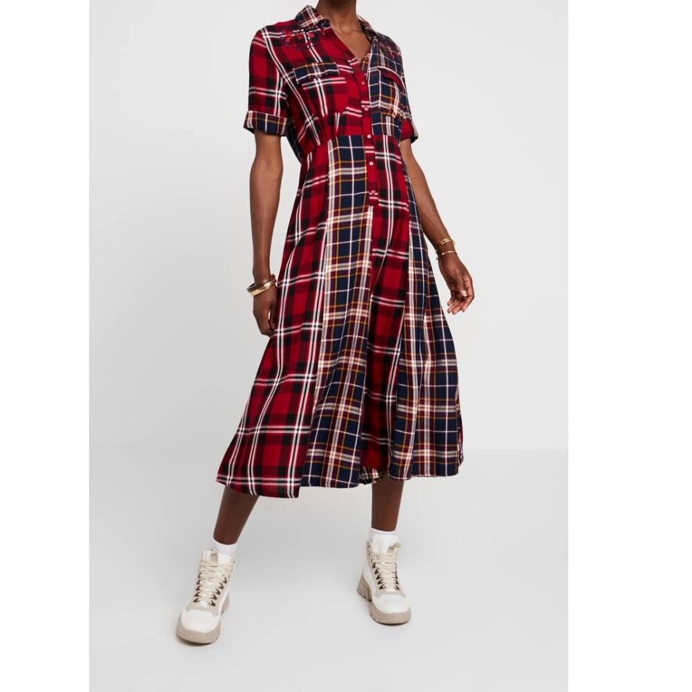 NWT Desigual ROSADA Tartan Plaid Dress